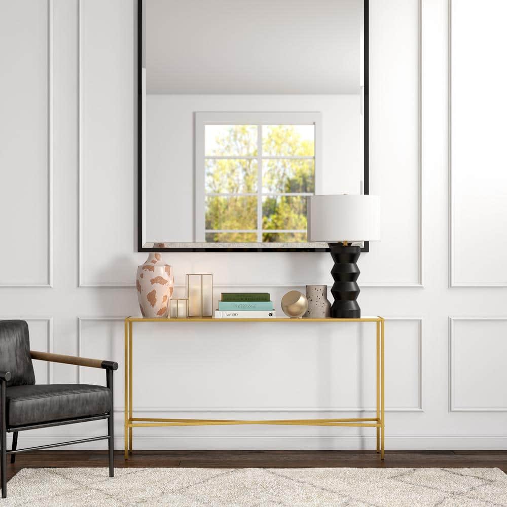 Henley Brass and Glass 55" Industrial Console Table with Storage