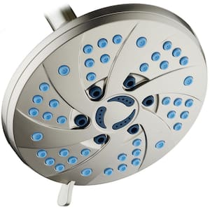 6-Spray Patterns 2.5 GPM Floe Rate 6 in. Dia Anti-Microbial Wall Mount Rainfall Fixed Showerhead in Brushed Nickel