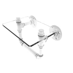 Pipeline Wall Mounted Toilet Tissue Holder with Glass Shelf in Matte White