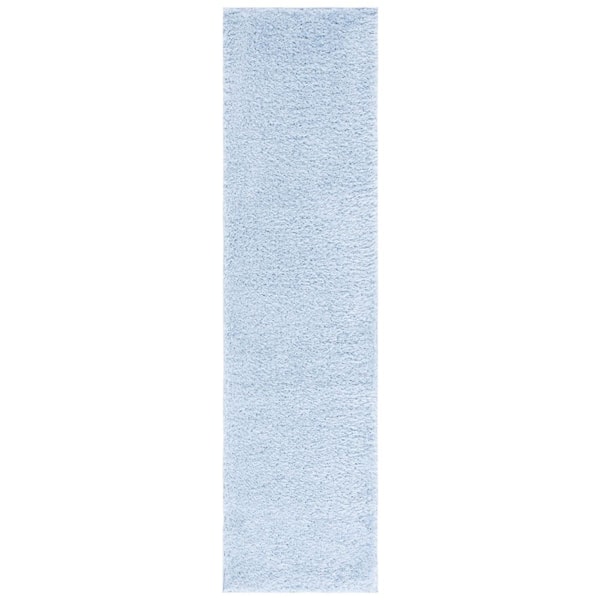 Lindsay Shag 2 ft. x 8 ft. Aqua Modern Solid Runner Rug