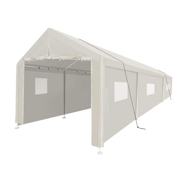 30 ft. W x 10 ft. D White Heavy Duty Portable Carport Garage Tent for Outdoor Storage Shelter with Window