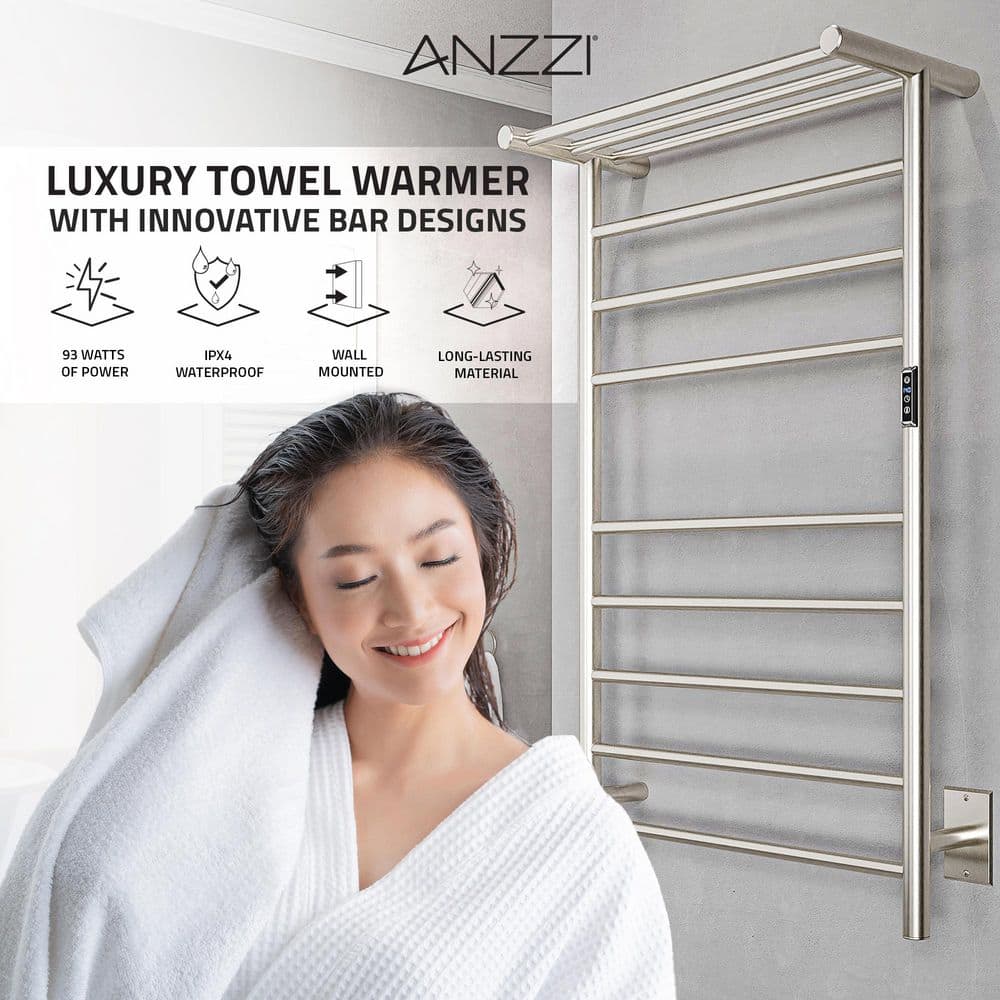 Brushed Nickel 8-Bar Wall Mounted Electric Towel Warmer