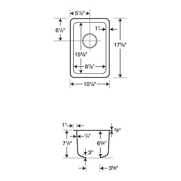 Undermount Solid Surface 10.9 in. 0-Hole Single Bowl Kitchen Sink in White