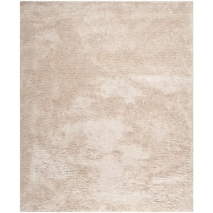 South Beach Shag Champagne 9 ft. x 12 ft. Solid Area Rug