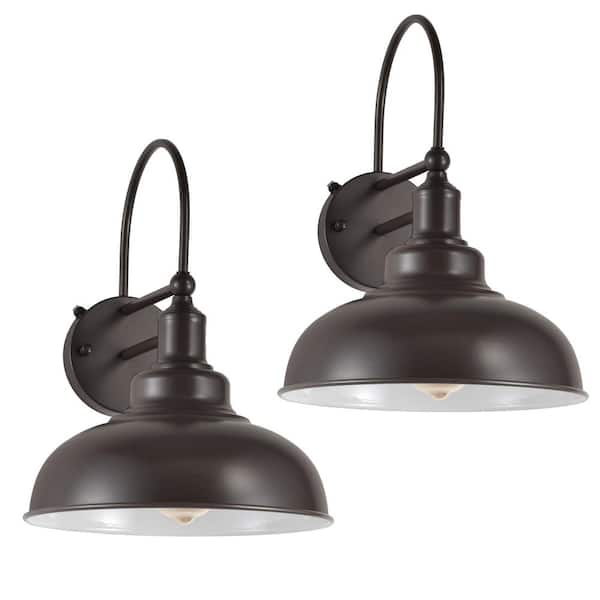 GMGSROM Chocolate and White Dusk to Dawn Farmhouse Outdoor Barn Light Wall Sconce (Set of 2)