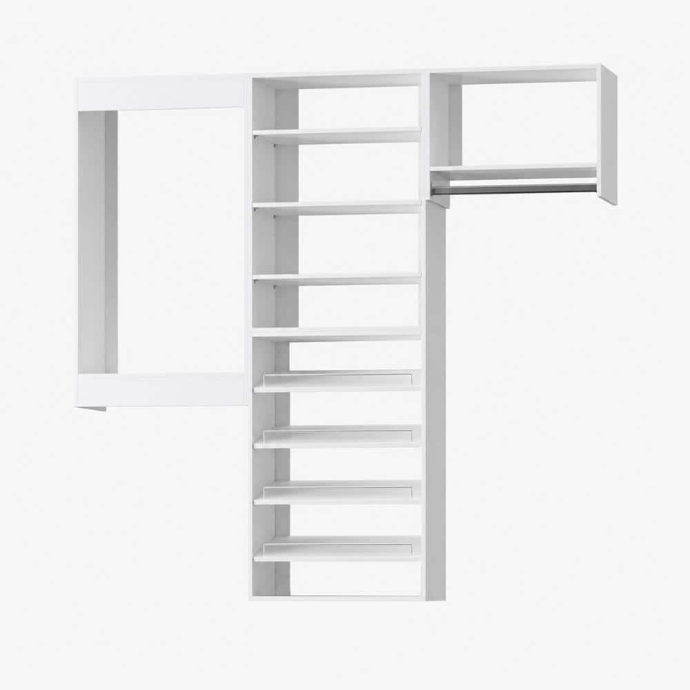 60 in W White Modular Closet System Wood Closet Organizer Storage Unit for Clothes Shoes Handbags and Accessories