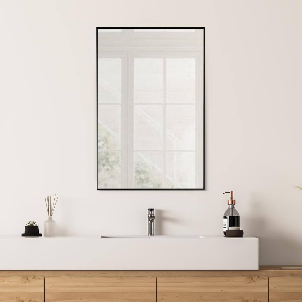 Elegant Rectangular Silver and Gold Aluminum Bathroom Vanity Mirror
