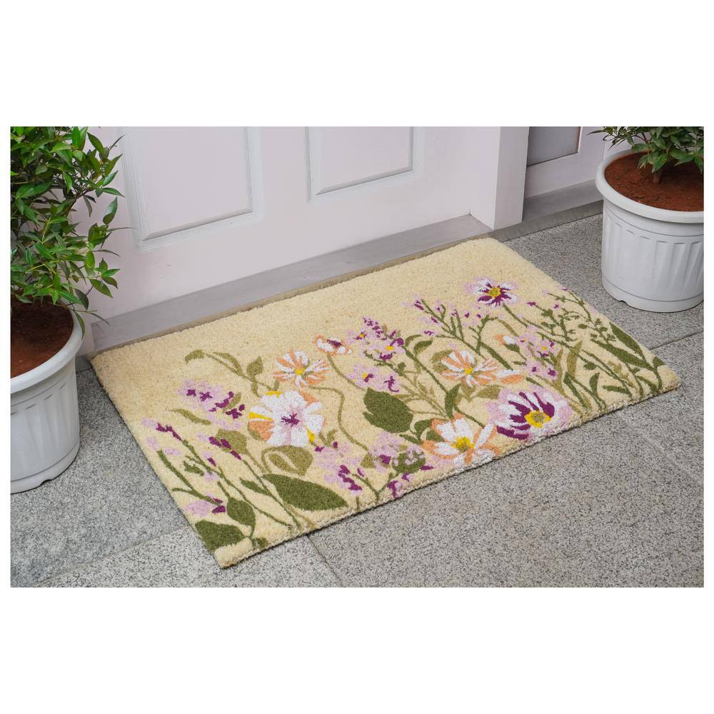 Botanical Garden Beige and Multicolor Coir Outdoor Doormat