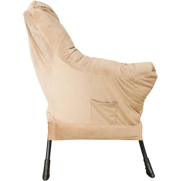 cenadinz Metal Outdoor Sectional with Beige Cushions Single Sofa Chair