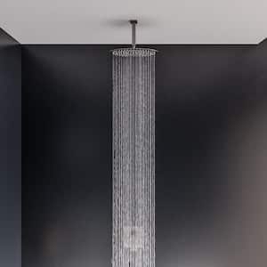 1-Spray 11.8 in. Single Ceiling Mount Waterfall Fixed Rain Shower Head in Brushed Stainless Steel