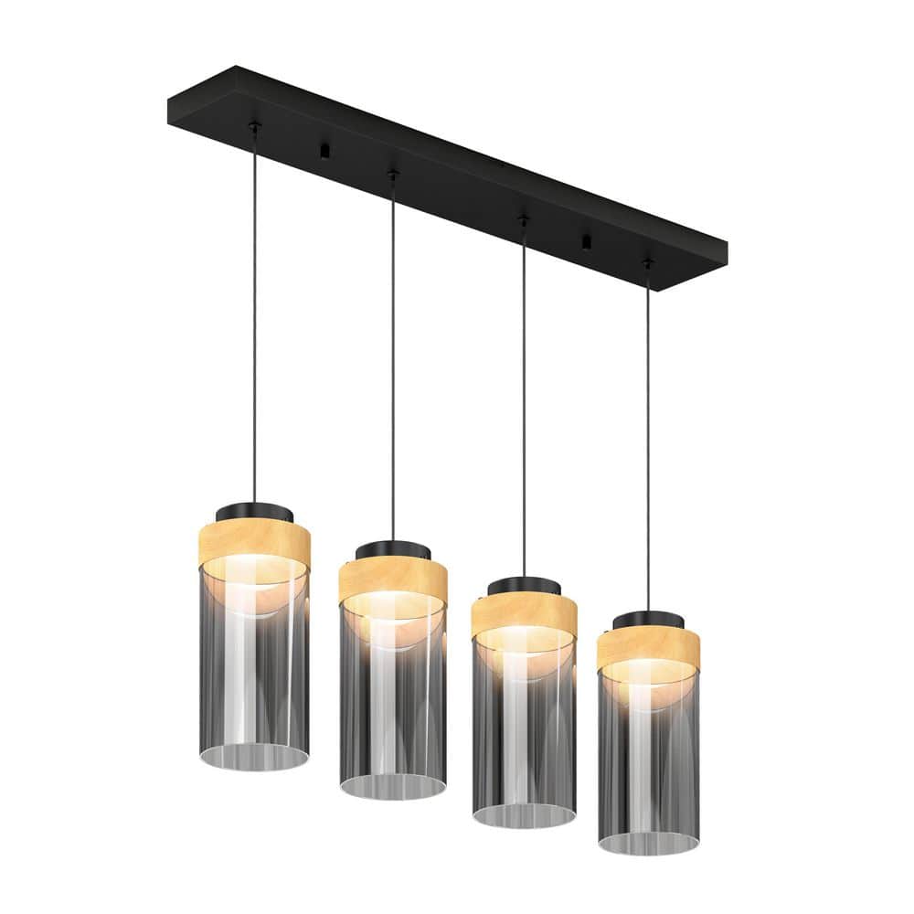 Artika Hanson 40-Watt 4-Light Modern Black and Wood 5CCT