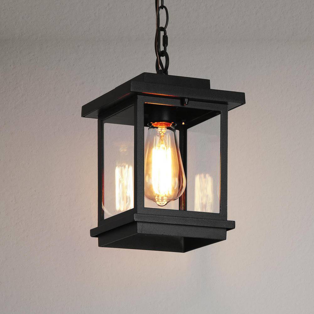 Matte Black Glass Mini Outdoor Pendant Light