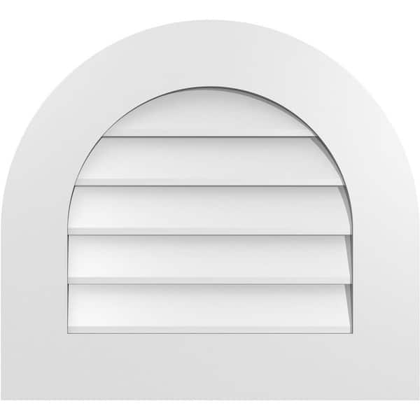 Ekena Millwork 22 in. x 20 in. Round Top Surface Mount PVC Gable Vent: Decorative with Standard Frame