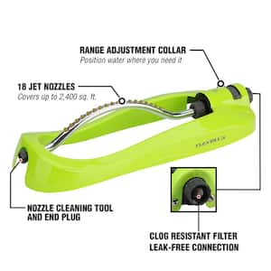 ZillaGreen 2,400 sq. ft. Oscillating Lawn Sprinkler with Metal Base