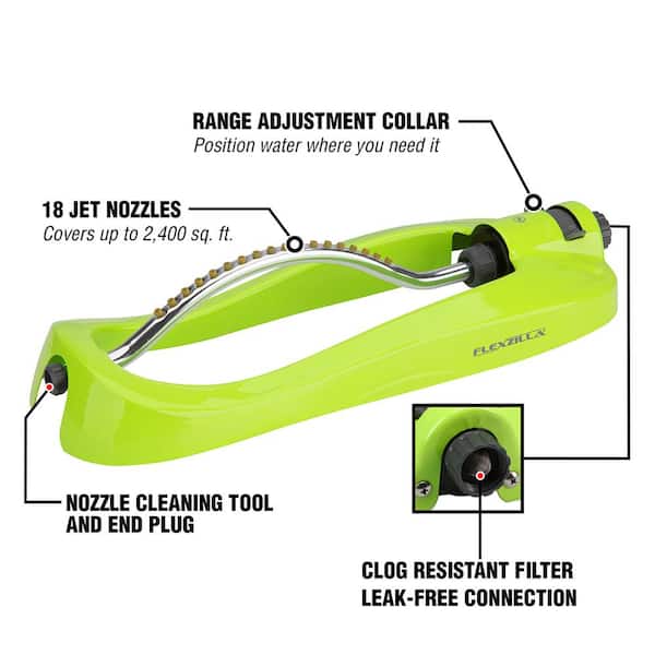ZillaGreen 2,400 sq. ft. Oscillating Lawn Sprinkler with Metal Base