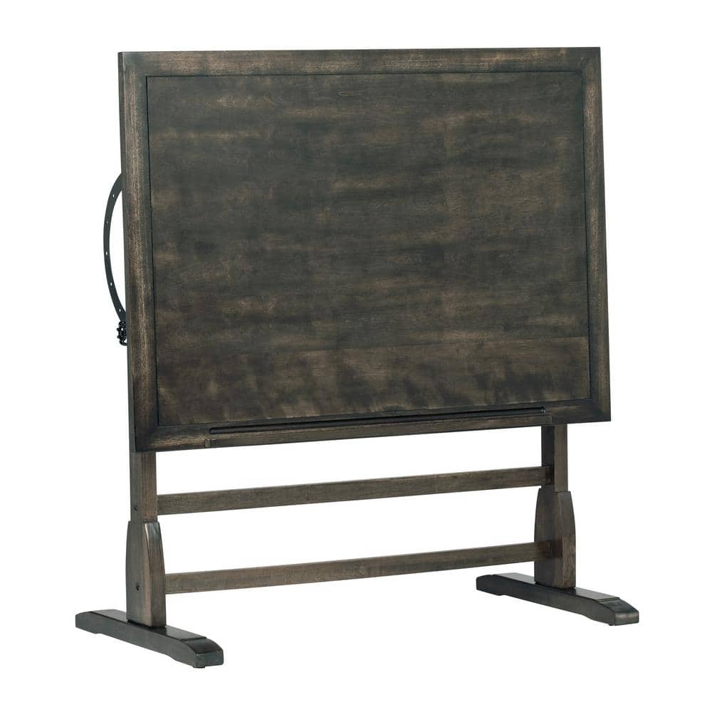 Distressed Black Vintage Solid Wood Drafting Table with Adjustable Top 42"x30"