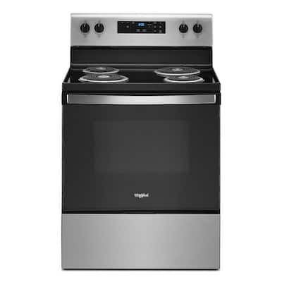 30 in. 4.8 cu. ft. 4-Burner Electric Range with Self-Cleaning in Stainless Steel with Storage Drawer