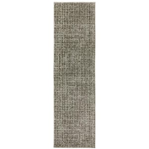 Apex Brown 2 ft. x 8 ft. Distressed Geometric Plaid Polyester Indoor Runner Area Rug