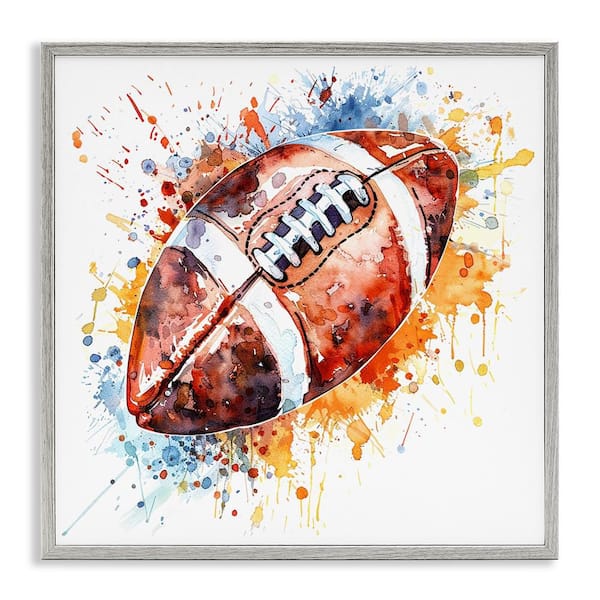 Stupell Industries Football Chromatic Splash by LSR Design Studio Gray Framed Sports Giclee Art Print 12 in. x 12 in.