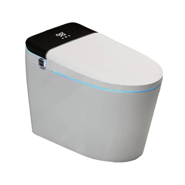grossag 12 in. 1-Piece 1.32 GPF Single Flush Elongated Toilet in White Seat Included, Warm Water, Remote Control