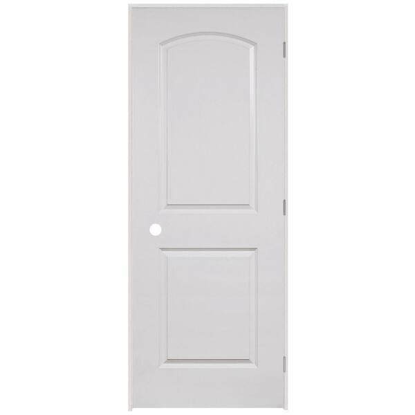 Steves & Sons 30 in. x 80 in. 2-Panel Round Top Smooth White Primed Hollow Core Composite Single Prehung Interior Door