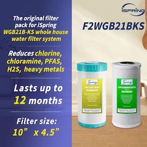 Whole House 4.5 in x 10 in. Water Filtration CTO Carbon Block and GAC plus KDF Water Filter Cartridge Pack for WGB21B-KS