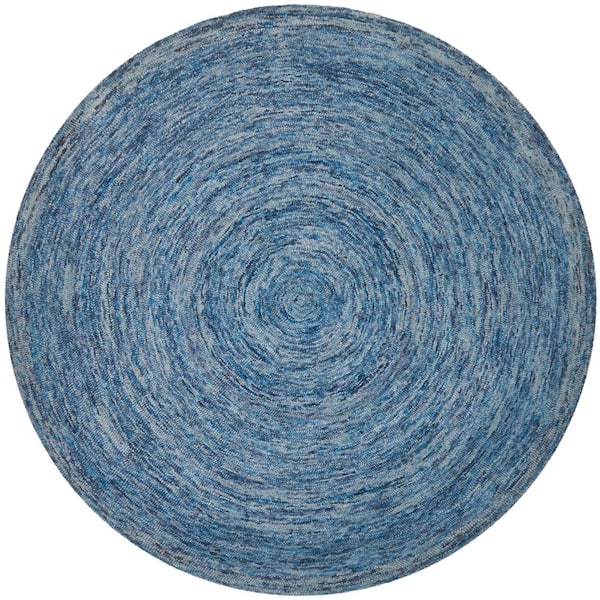 SAFAVIEH Ikat Dark Blue/Multi 4 ft. x 4 ft. Round Solid Area Rug