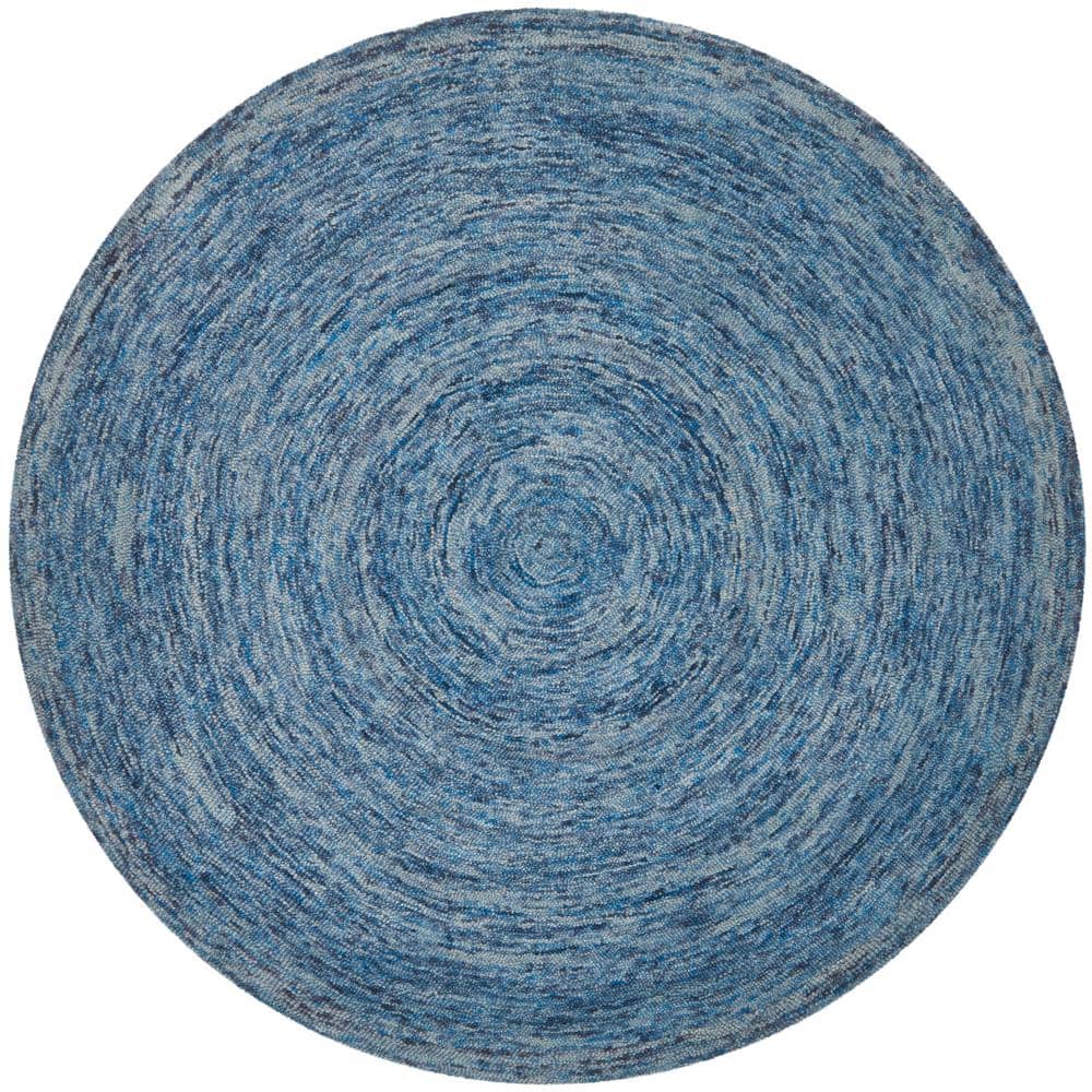 Hand-Tufted Multicolor Wool Round Rug, 6' Diameter