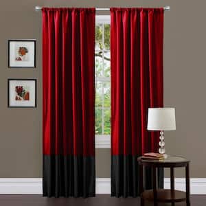 Red Solid Rod Pocket Light Filtering Curtain - 42 in. W x 84 in. L (Set of 2)