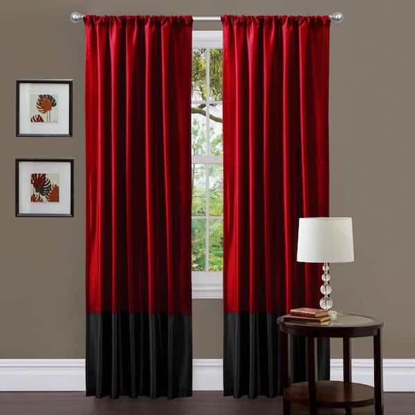 Lush Decor Red Solid Rod Pocket Light Filtering Curtain - 42 in. W x 84 in. L (Set of 2)