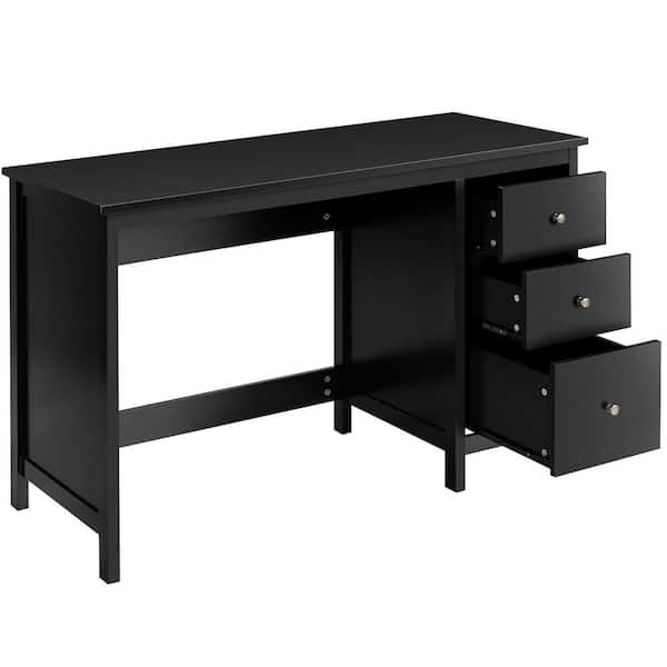 Costway 47 in. Black Computer Desk Sturdy Writing Desk Home Office Workstation with 3-Drawers