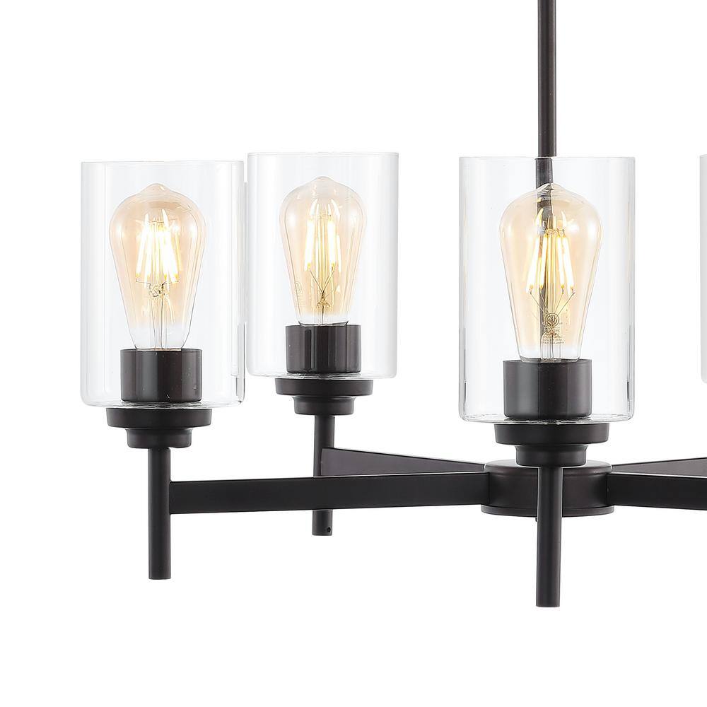 Orpheus 24" Black and Bronze Industrial 5-Light Chandelier