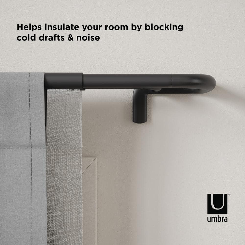 Black Double Wrap-Around Room Darkening Curtain Rod