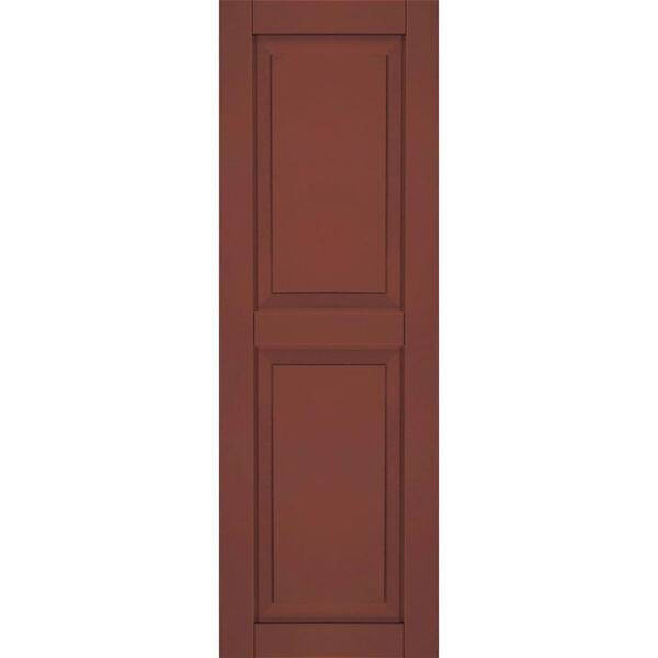 Ekena Millwork 12 in. x 31 in. Exterior Composite Raised Panel Shutters (Per Pair), Country Redwood