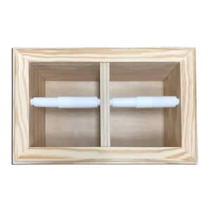 Belvedere Recessed Unfinished Solid Wood Double Toilet Paper Holder Horizontal Wall Hugger Frame