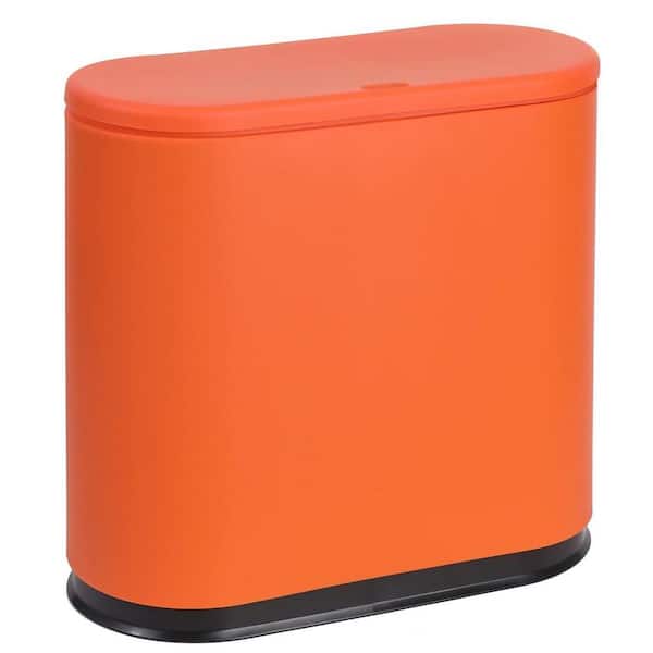 Unbranded 2.4 Gal. Orange Rectangular Plastic Trash Can with Push On Lid