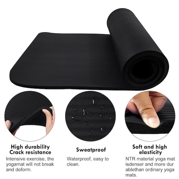 Pro Space Black High Density Yoga Mat 72 in. L x 24 in. W x 0.6 in. Pilates Exercise  Mat Non Slip (12 sq. ft.) NYM722406BL - The Home Depot