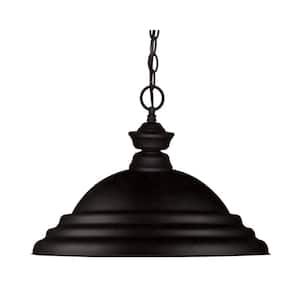 Chime 1-Light Matte Black Classical Chain Pendant with Matte Black Steel Shade