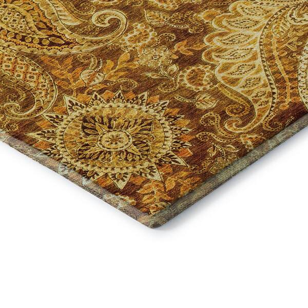 Mayfield Premium Machine Washable Abstract AMF1078 Terracotta 3 ft. x 5 ft. Area Rug