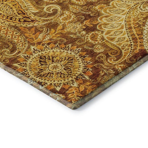 Mayfield Premium Machine Washable Abstract AMF1078 Terracotta 5 ft. x 7 ft. 6 in. Area Rug