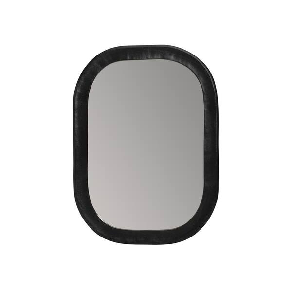 MH LONDON 22 in. x 30 in. Modern Dani Oval Framed Black Decorative Mirror