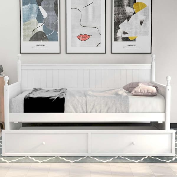 White Twin Daybed with Twin Size Trundle