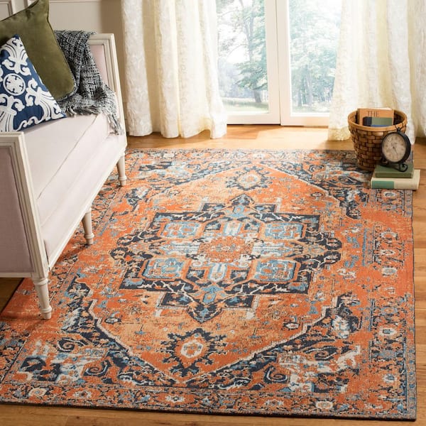 Classic Vintage Orange/Navy 10 ft. x 14 ft. Global Area Rug