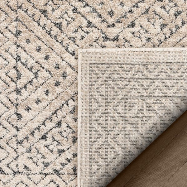 Well Woven Malaga Donna Tribal Geometric Abstract Beige Distressed High-Low  Rug