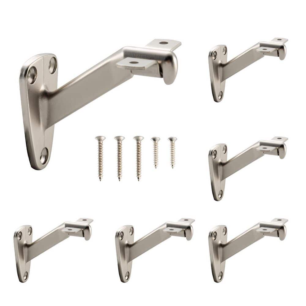 3.25 in. x 2.97 in. x 2.16 in. Heavy Duty Hand Rail Bracket for Stairways Handrail, Satin Nickel (6-Pack) price history on PriceWatchPro