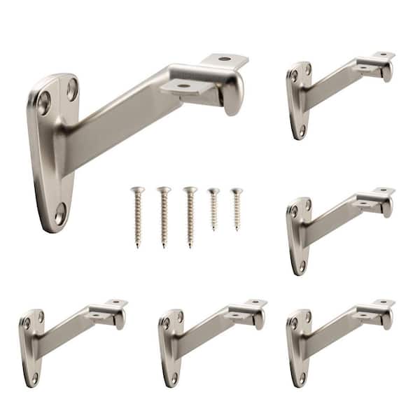 3.25 in. x 2.97 in. x 2.16 in. Heavy Duty Hand Rail Bracket for Stairways Handrail, Satin Nickel (6-Pack)