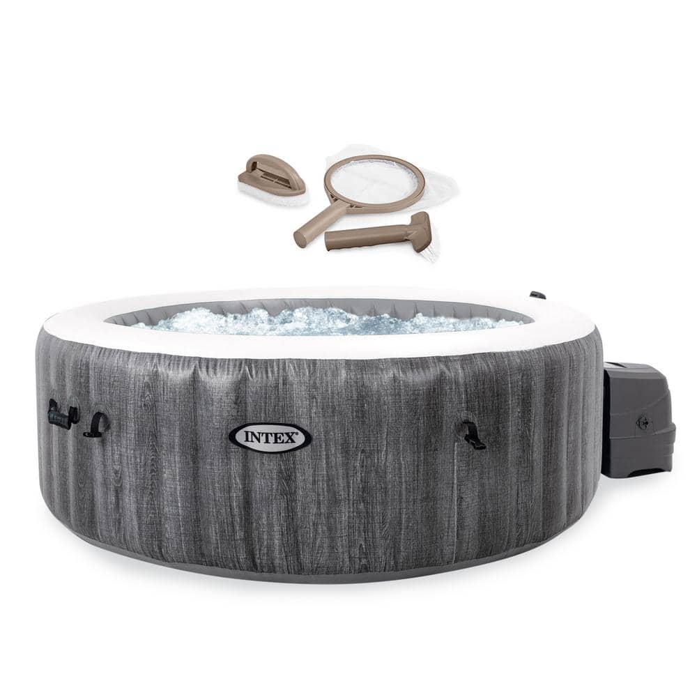 Intex PureSpa Plus Greywood Inflatable 4-Person Hot Tub Bubble Jet Spa with Accessory Kit -  300795