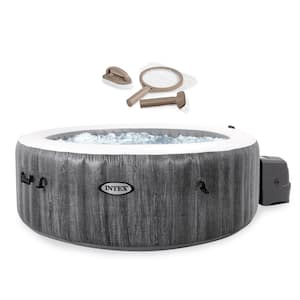 PureSpa Plus Greywood Inflatable 4-Person Hot Tub Bubble Jet Spa with Accessory Kit