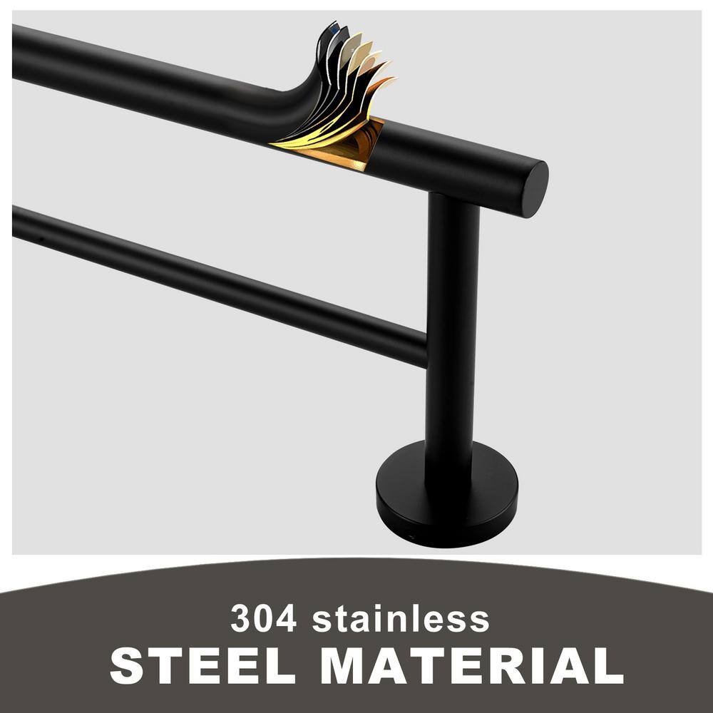 24-Inch Matte Black Stainless Steel Double Towel Bar