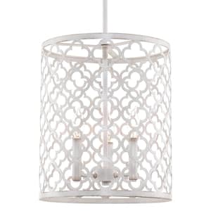 Sutton 60-Watt 3-Light Antique White Modern Pendant Light with Antique White Shade, No Bulb Included